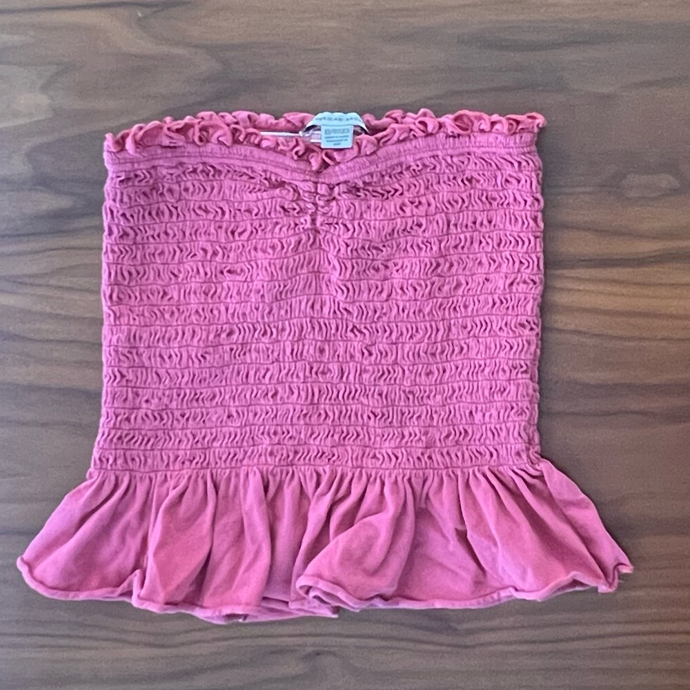 American Eagle Pink Ruffled Tube Top